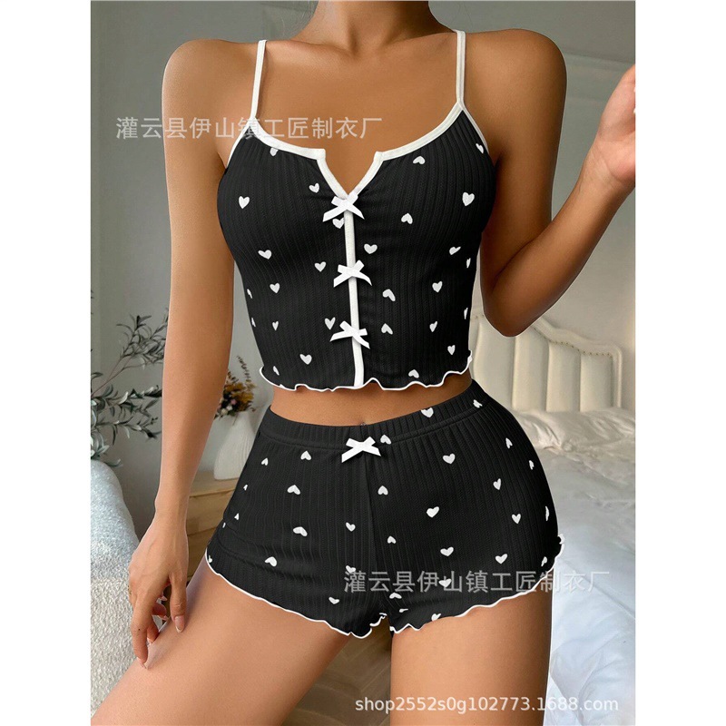 Picture of New Sling Shorts Sexy Bow Multicolor Printed Milk Silk suit Comfortable Home Wear Factory