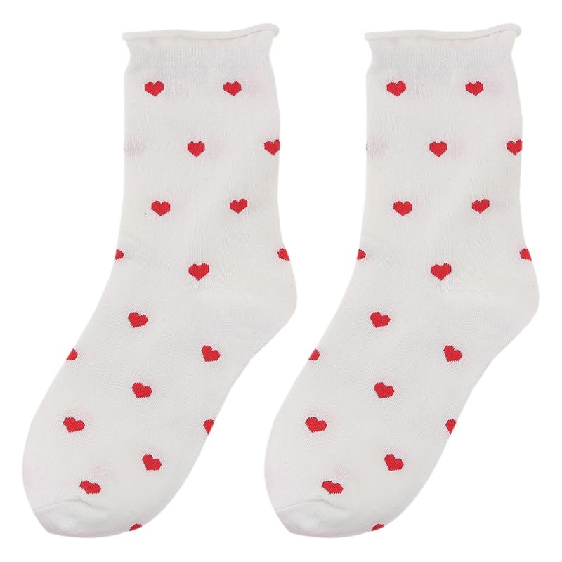 Damei South Korea Spring and Summer Cute Cotton Socks Children's Love Small Flower Curled Mid-Autumn Socks Trendy Ins Japanese Socks