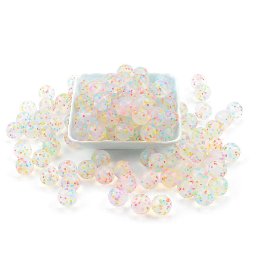 Picture of Transparent Colorful Dot Silicone Beads Jewelry Accessories DIY Handmade Decorative Beads Loose Beads Beading Material Mixed Batch