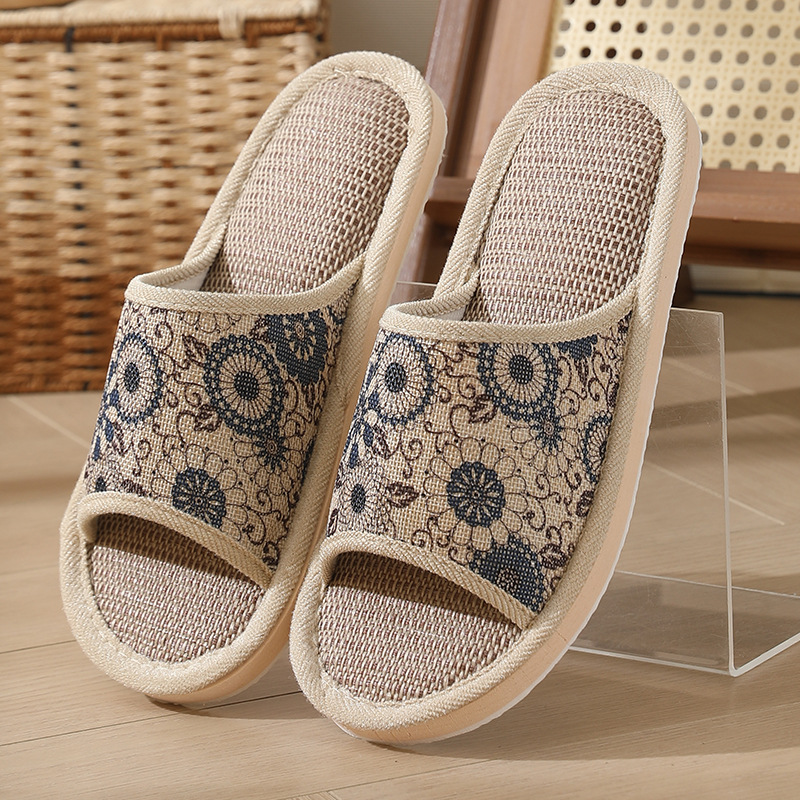 Picture of 2025 New Hotel Cotton and Linen Slippers for Women Spring, Autumn and Summer Home Couples Linen Thick-Soled Four Seasons Sandals and Slippers