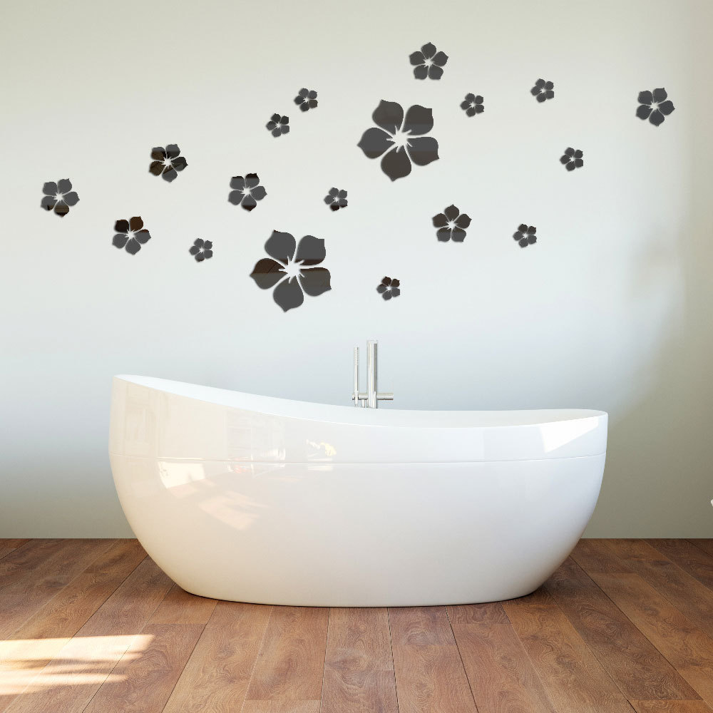 Picture of 3D Acrylic Mirror Flowers 18 Petals Crystal Mirror Wall Stickers Stereo Stickers Bedroom Living Room Decorative Wall Decorations