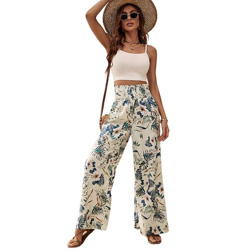 Picture of Cross-Border Autumn European and American Women's New Fashion Trousers, Printed Casual High-Waisted Straight-Leg Wide-Leg Pants