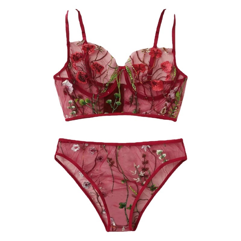 Europe and the United States foreign trade three-point mesh perspective women a generation of red hot temptation charm sexy underwear