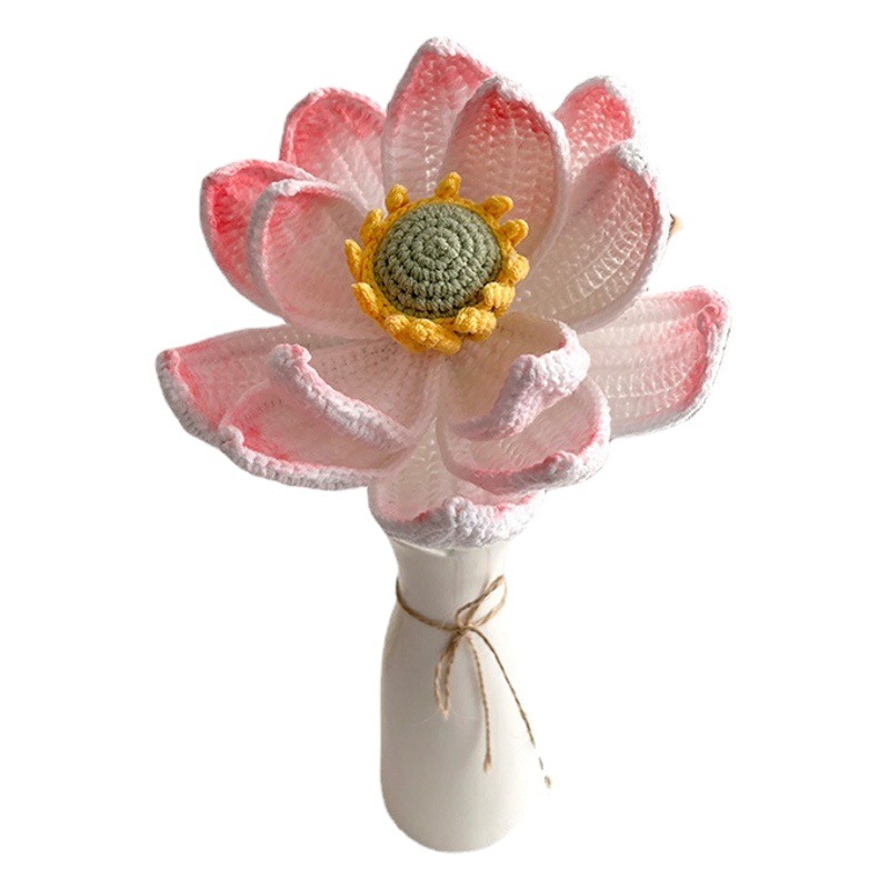 Hand-crocheted artificial flower lotus Peony Bouquet home desktop ornaments eternal flower woven flower finished wholesale