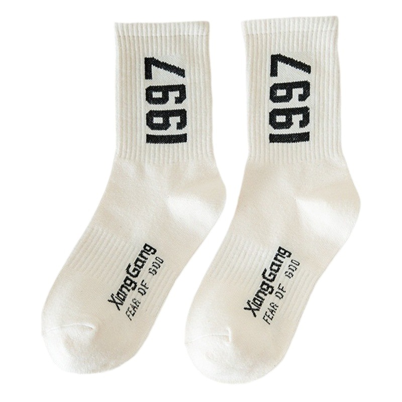Socks men's socks 1997 digital spring and autumn ladies stockings autumn and winter ins trendy sports socks lovers socks wholesale