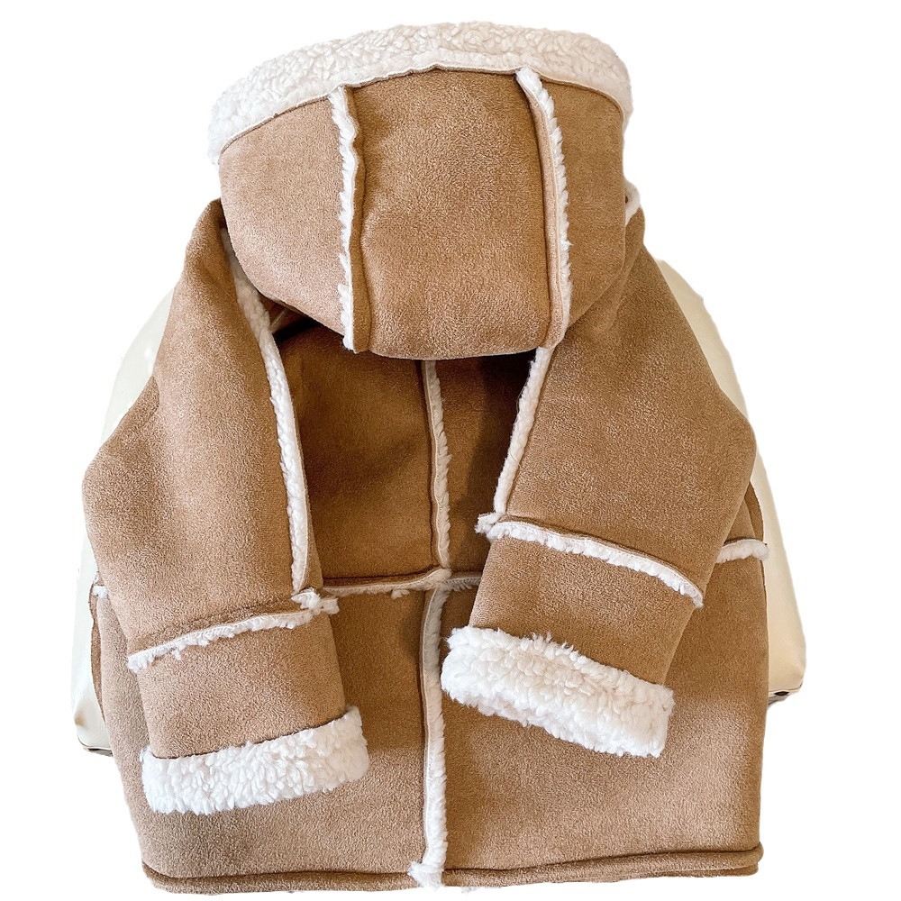 Picture of Korean Style Boys and Girls Baby Winter New Jacket Retro Fashionable Suede Thickened Lamb Wool Thick Warm Jacket