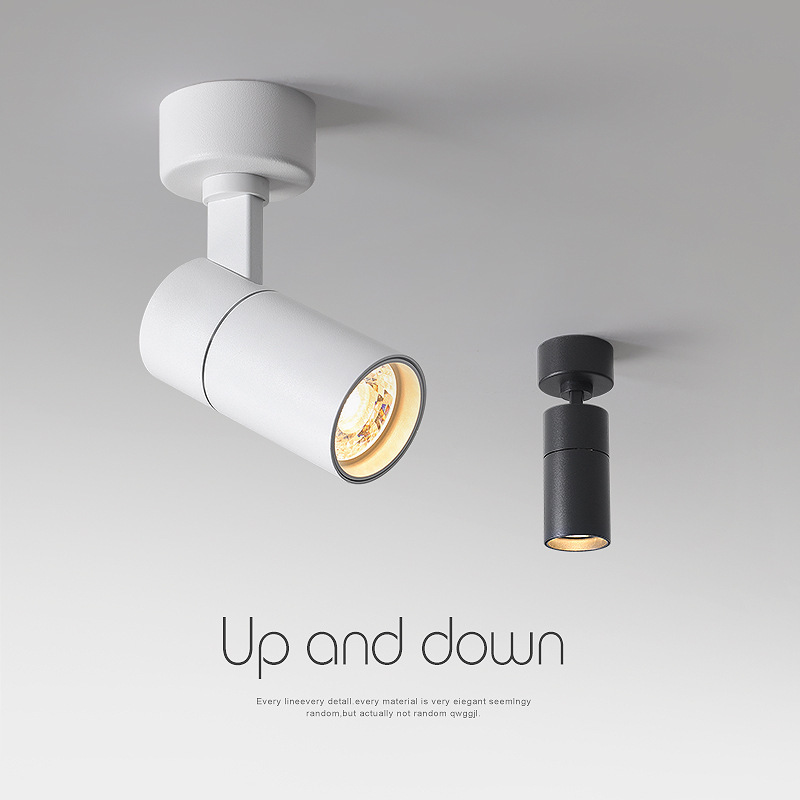 LED surface mounted spotlight round hole-free ceiling ceiling lamp background wall cloakroom aisle adjustable angle spotlight