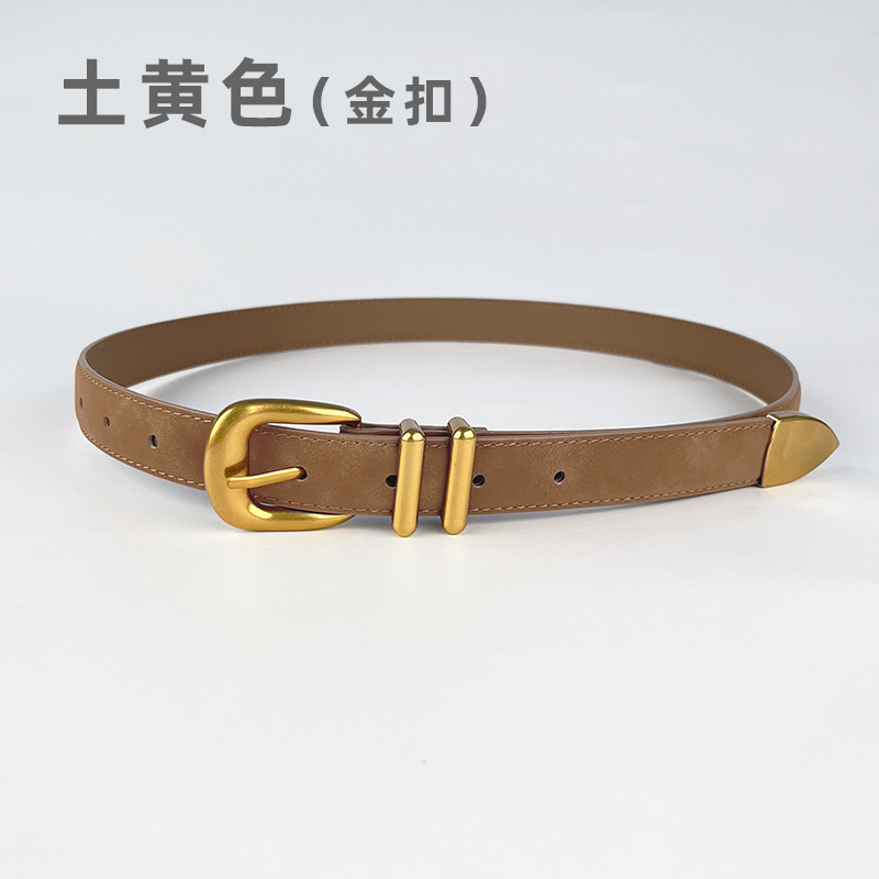 Picture of Cowhide Women's Leather Belt Decorative Casual Pants Jeans Frosted Snowflake Korean Style Vintage Fashion Women's Belt