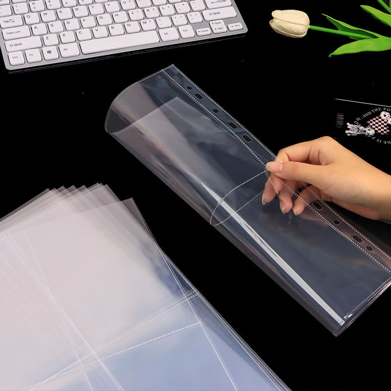Picture of A4 card book loose-leaf 1 4 8 4-square album small card storage book 11 holes transparent card page 3 inch inside page