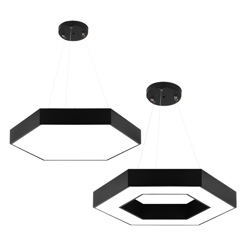 Office chandelier hollow solid hexagonal office lamp hexagonal shaped splicing chandelier supermarket ceiling lamp