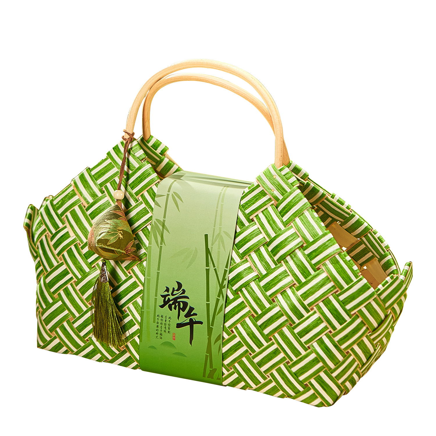 Picture of Dragon Boat Festival Packaging Box Zongzi Packaging Portable Chinese Rattan Woven Bamboo Basket Universal Large Capacity Gift Box