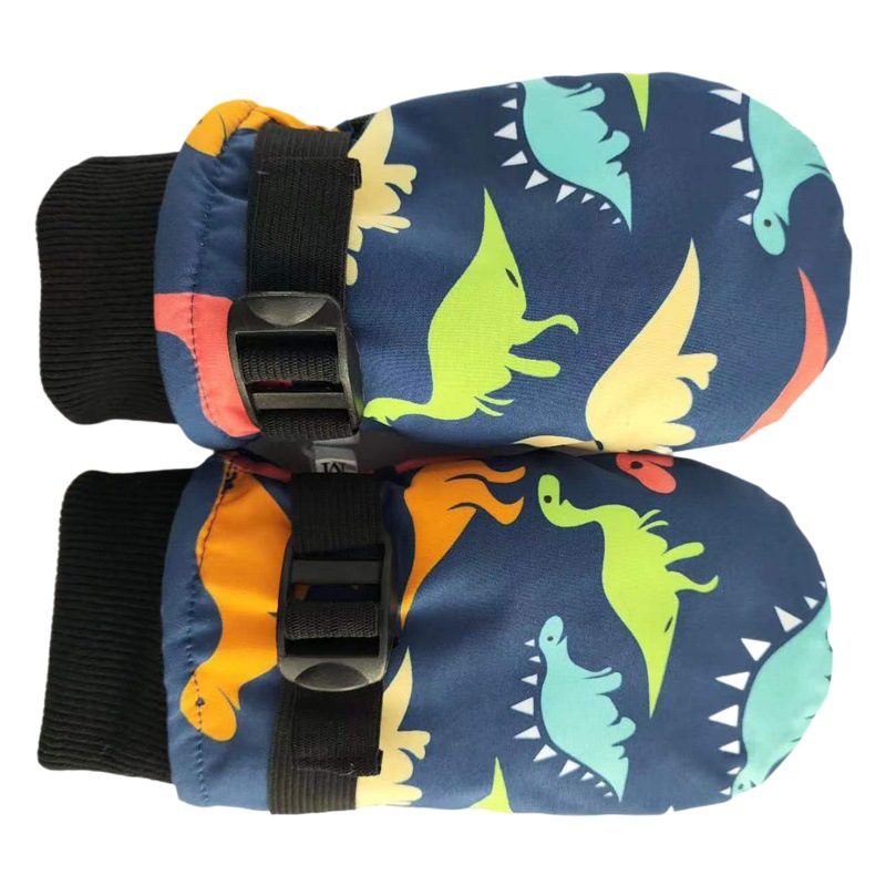 European and American Cross-Border Children's Autumn and Winter Waterproof, Warm and Windproof Four-Finger Mittens Non-Slip Plus Velvet Thickened Outdoor Ski Gloves