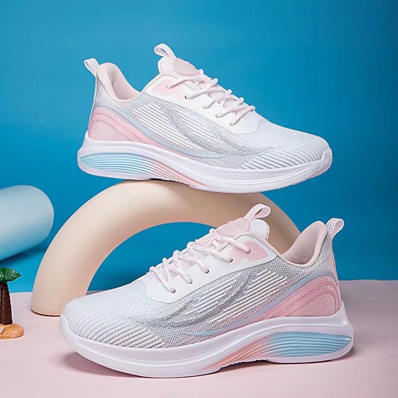 Flying Weaver Shoes Spring New Breathable Trendy Ride Student Running Shoes Foreign Trade Lightweight Lace-up Thick-soled Women's sneaker
