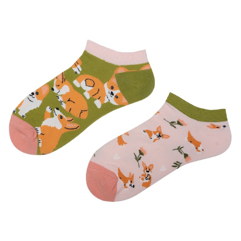 Original Boat Socks Spring and Summer Men and Women's Trendy Internet Celebrity AB Asymmetric Joker Mandarin Duck Cotton SMLSOX Sports Couple Socks