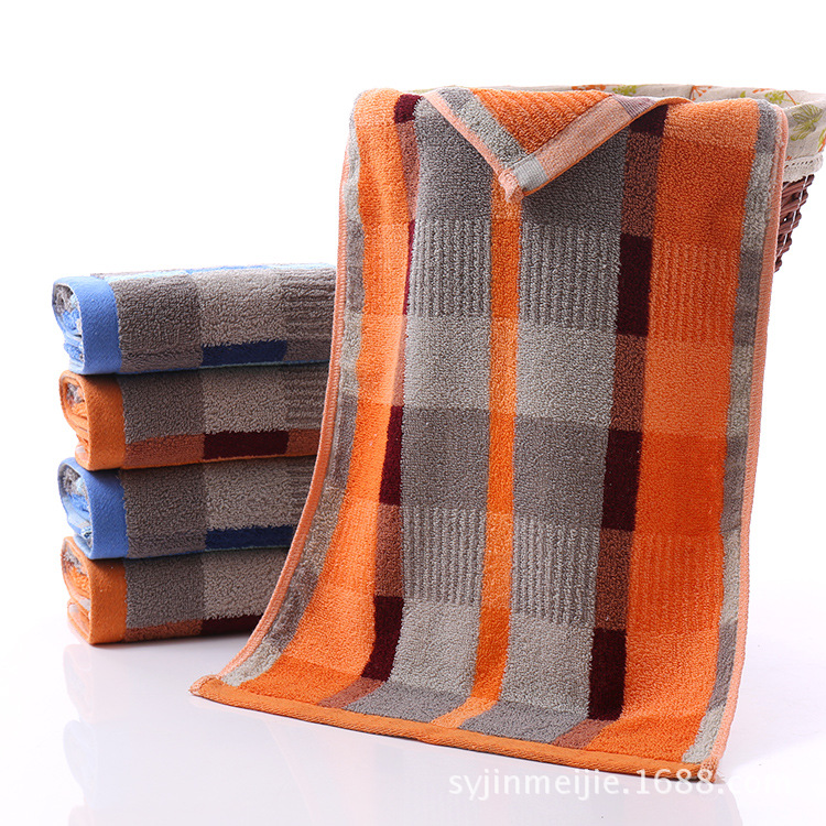 Picture of Manufacturer Wholesale Cotton Absorbent Towels, Thickened Dark Plaid Gift Stock, Wholesale Supplier, Super Thick Plaid Face Towels