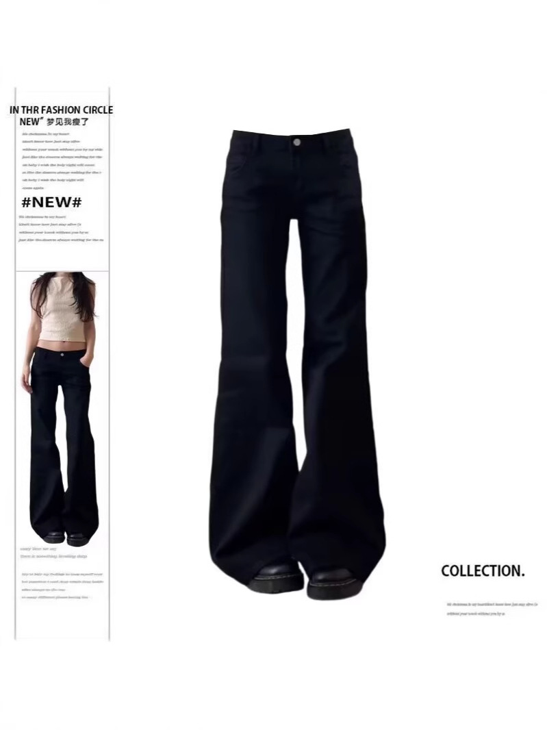 FUIV 2024 New High Waist Slimming Straight Black Wide Leg Trousers Printed Trendy Brand New Loose Straight Straight