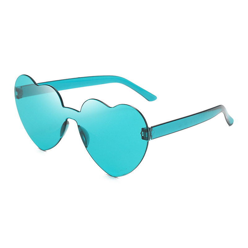 Picture of New love sunglasses jelly color frameless heart-shaped conjoined glasses dazzling color heart sunglasses