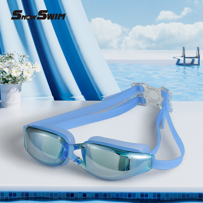 Picture of Cross-border foreign trade popular swimming goggles large frame electroplating myopia swimming glasses plain waterproof anti-fog HD adult swimming goggles