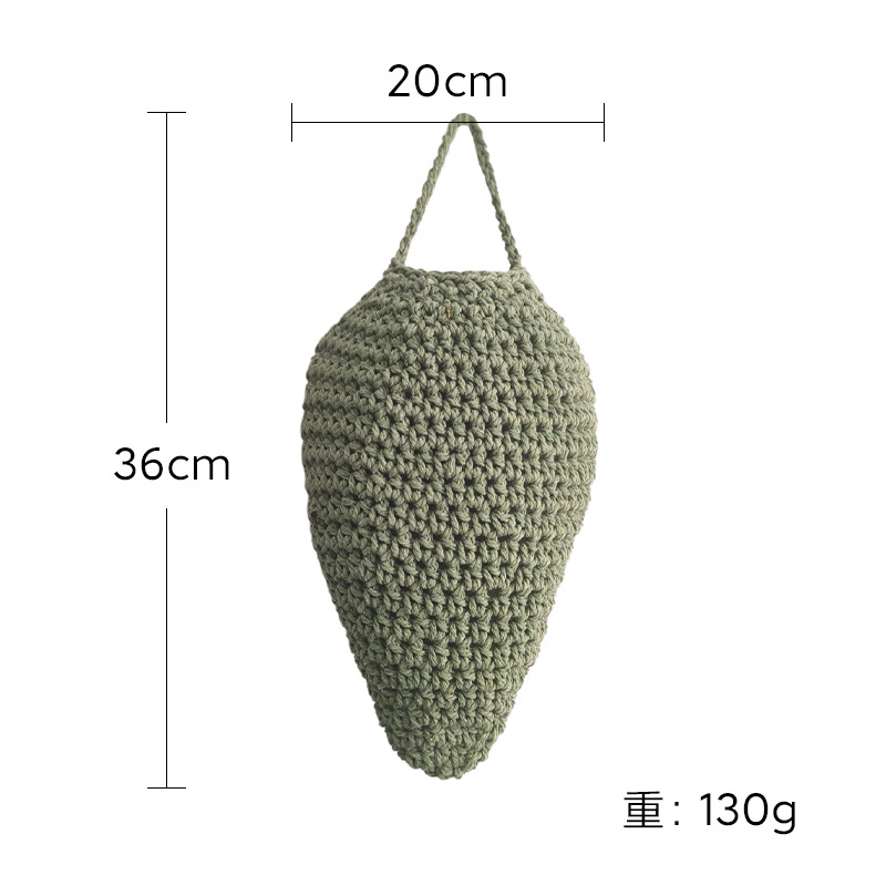 Picture of Bohemian hanging basket net pocket Nordic hand-woven cotton rope wall-mounted net pocket crochet storage hanging bag strawberry pocket