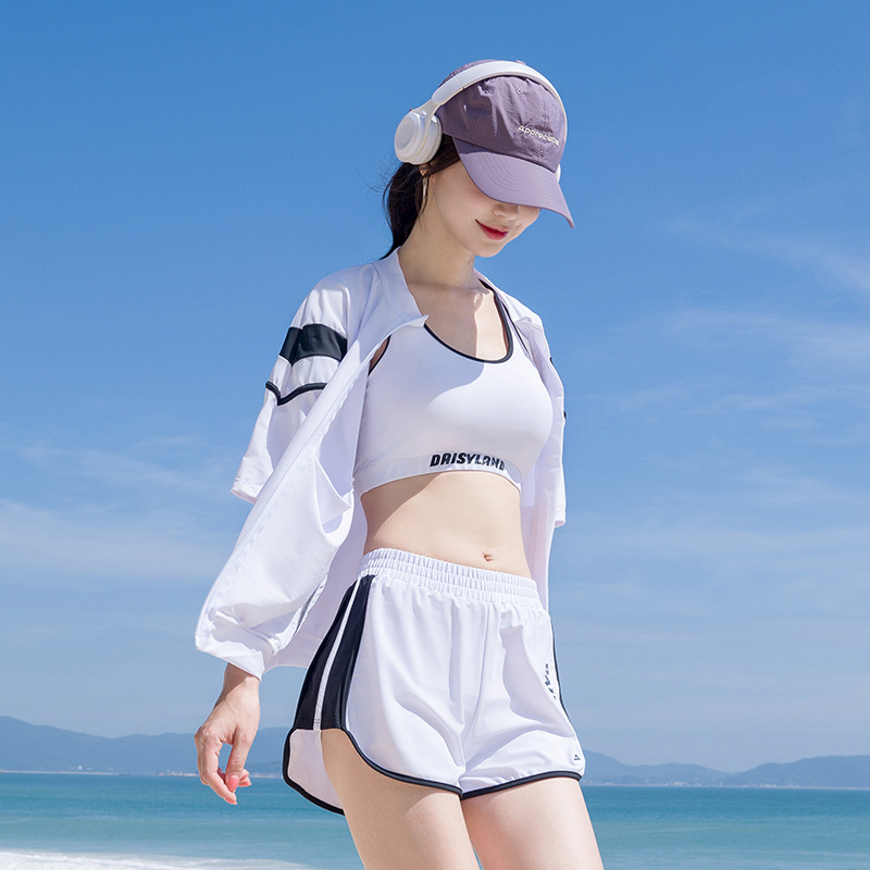 Sexy Four-Piece Swimsuit for Women Split Sports Style 2025 Korean Vacation Small Breasts Slimming Look Cross-Border Wholesale Swimsuit