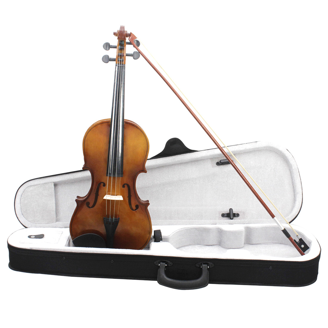 Picture of Wholesale Natural Color Violin Basswood Popularization Violin Beginner Practice AV-102 Violin Send Triangle Box