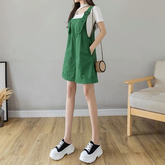Strap Shorts Women's Summer New Pants Black Slimming High Waist Wide Leg Pants Loose Casual Jumpsuit Shorts