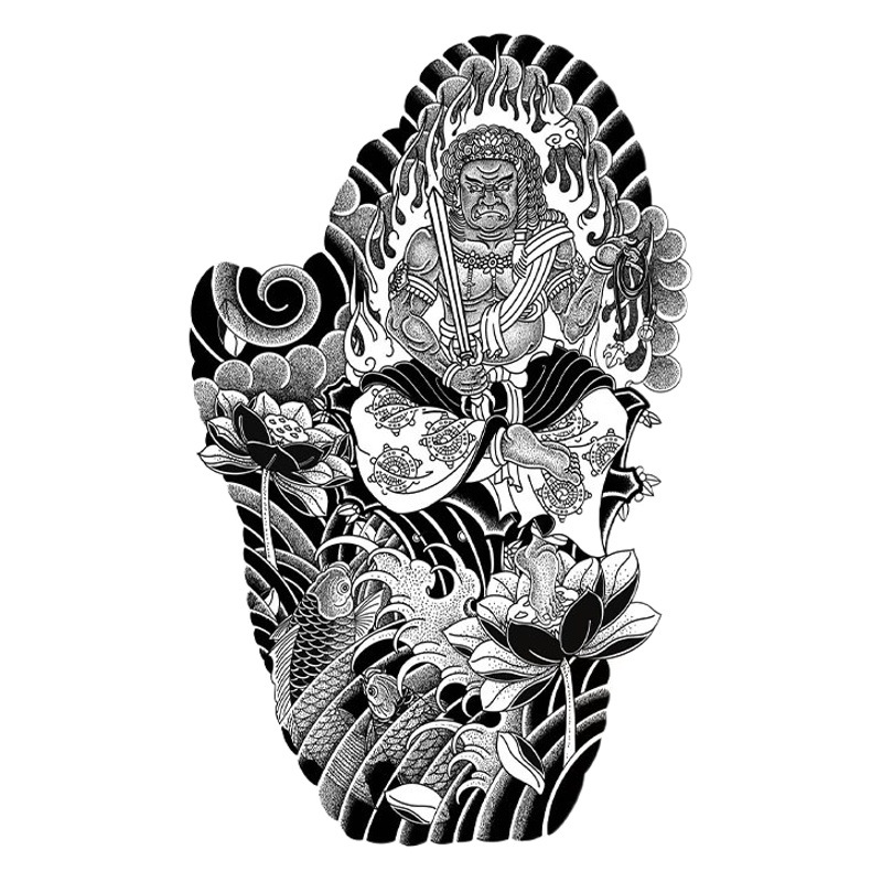 Prajna Herbal Tattoo Sticker Waterproof Men's Lasting Flower Arm Half Arm Tattoo Semi-Permanent Japanese Traditional New Style Sticker