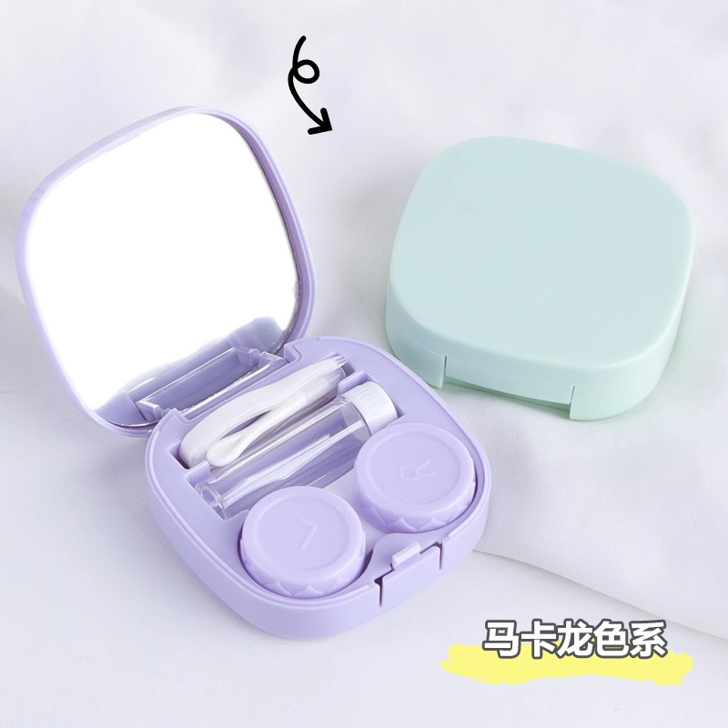 Picture of Simple Contact Lens Box Portable Compact Leak-proof Ins Style Contact Lens Box with Mirror Storage Duo Companion Box