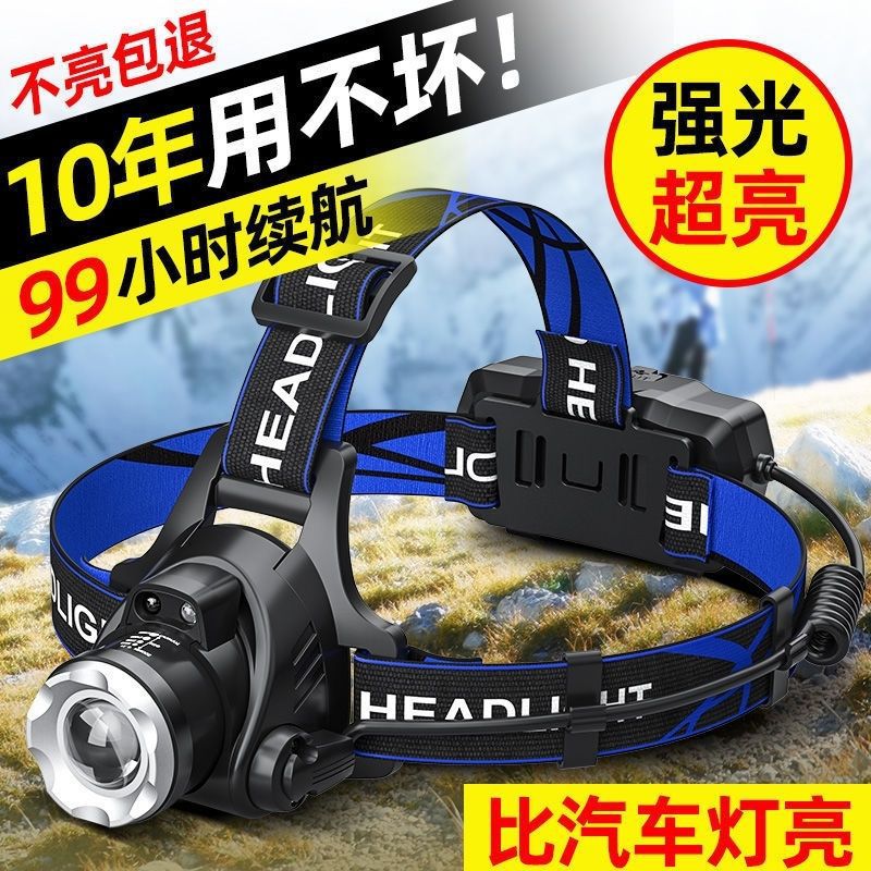 Headlight, strong light, charging induction, zoom, ultra-bright long-range fire, head-mounted flashlight, fishing lamp, mining lamp, one piece of drop-shipping