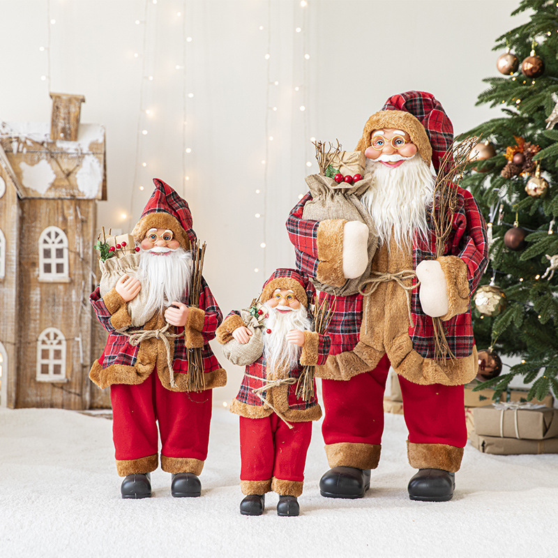 Cross Border Christmas Decorations Red Santa Claus Doll Home Window Arrangement Christmas Tree Ornaments