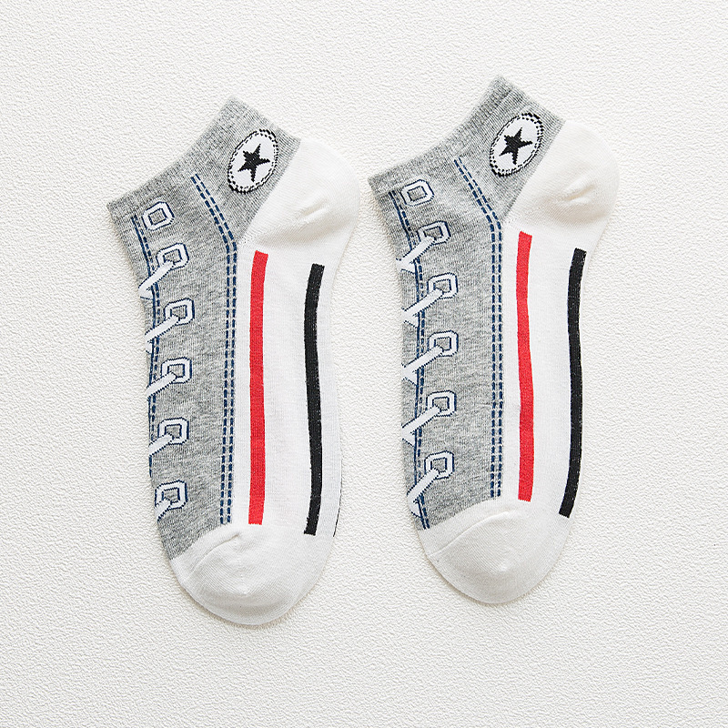 Picture of Cross-Border Spring and Summer Fashion Breathable Shoelace Boat Socks Low-Cut Short-Tube Personalized Ins Sneakers Trendy Sports Shoes Socks
