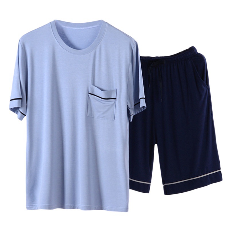 Men's Summer Thin Modal Pajamas Home Suit Loose Home Suit Casual Simple Short-sleeved Shorts