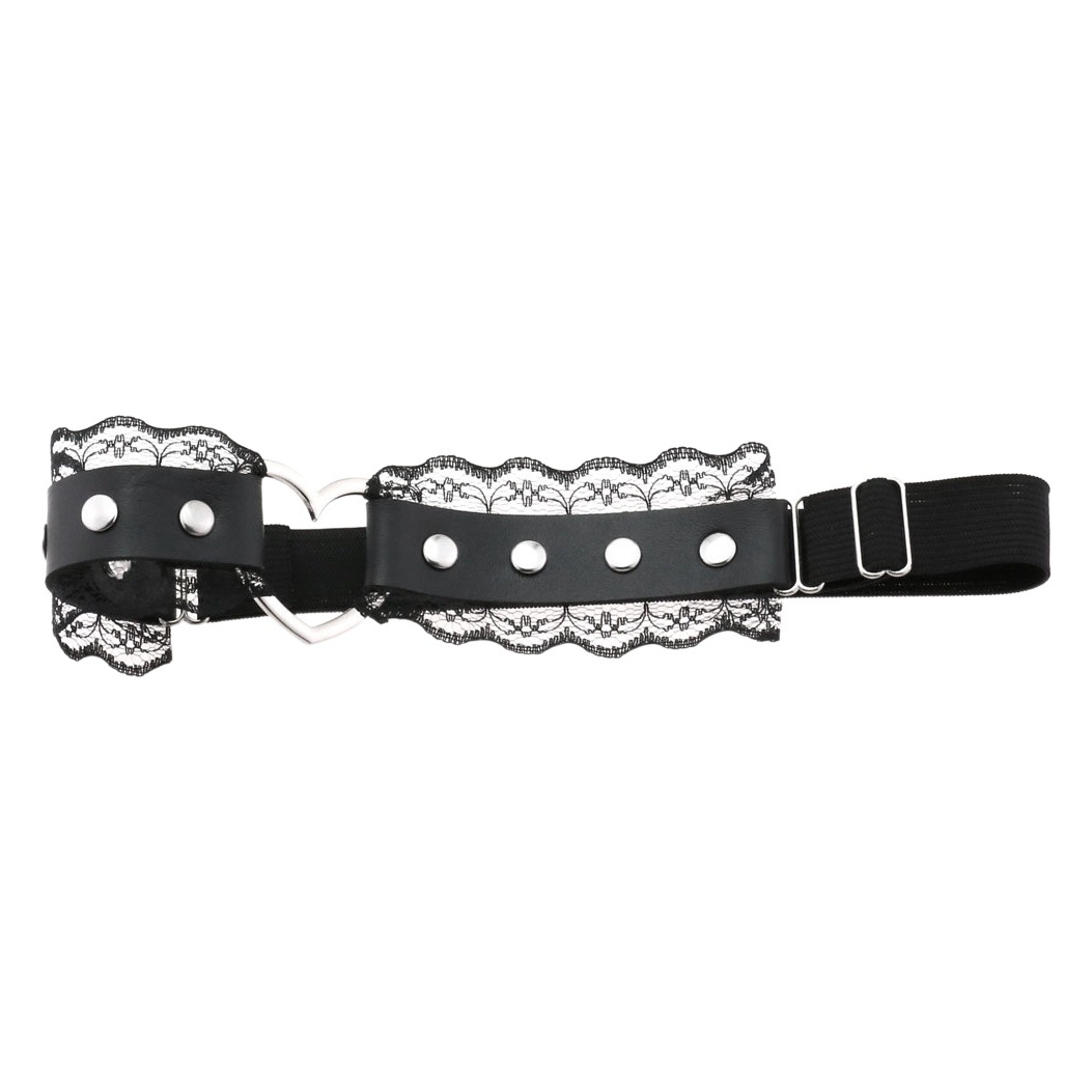 Personality and Temperament Sexy Beautiful Punk Style Lace Leather Thigh Ring Peach Shape Love Shape Elastic Soft Girl Garter Belt