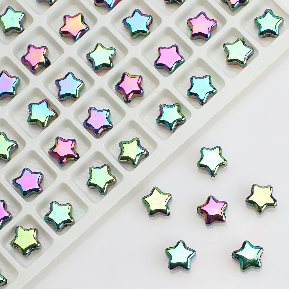 Picture of Five-Pointed Star Accessories 8mm Glass Beads Crystal Pendant DIY Hair Accessories Necklace Earrings Bracelet Beading Material Accessories
