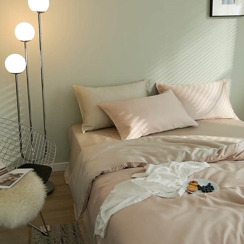 Picture of Light Luxury 60-Count Lenzing Tencel Four-Piece Set Double-Sided Lyocell Cool Ice Silk Cool Feeling Naked Sleeping Tencel Bed Bed Sheets Quilt Cover