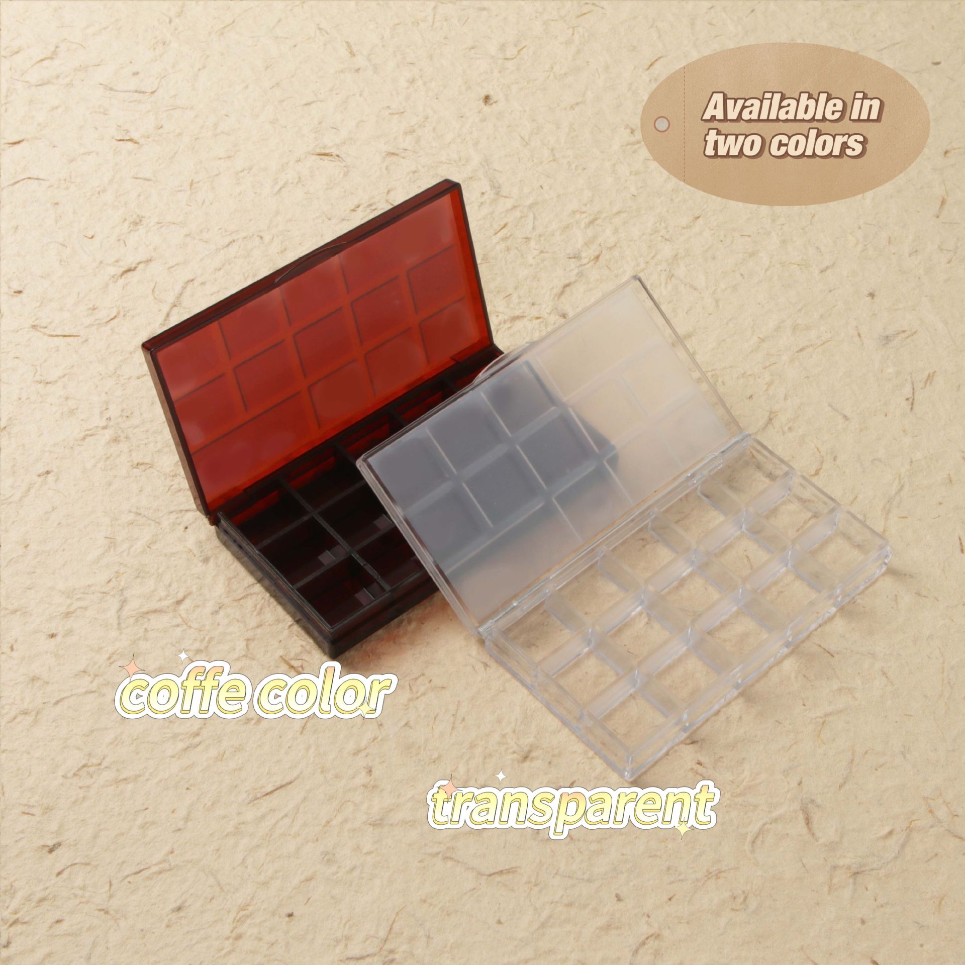Mini watercolor paint moisturizing box watercolor gouache packing transparent box portable paint moisturizing box 15 grid