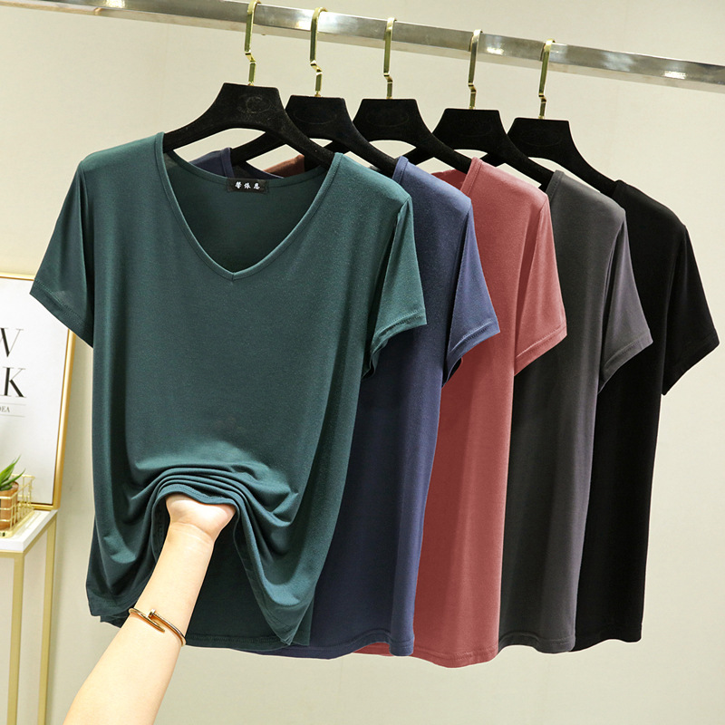 Modal Long-sleeved T-shirt Women's Spring and Autumn Large Size Loose Thin Pajamas Set Korean-style All-match Slim-fit Casual Top
