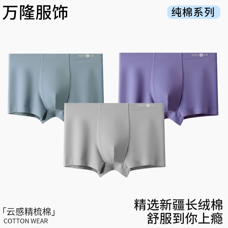 Factory in stock Men's Underwear Cotton Four Seasons Comfortable Cotton Boxer Breathable Boxer plus size Pants Men