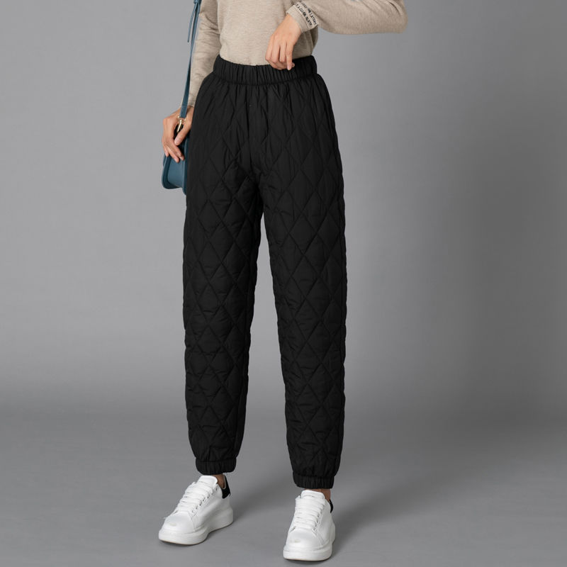 Picture of Wide-Leg Cotton Trousers for Women in Autumn and Winter, Thickeneded Middle-Aged and Elderly Warm Trousers, Slimming Look Large Size Casual Straight Outer Wear down Cotton Trousers