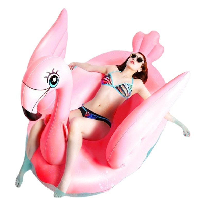 190cm Flying Wing Flamingo Mount Colorful Wing Flamingo Floating Bed Water Inflatable Floating Row Swimming Ring Floating Mat
