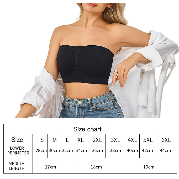Picture of Foreign Trade Extra Large Size Double-layer One-character Women's Detachable Chest Pad Strapless Chest Wrapping Women's Invisible Underwear Cross-Border