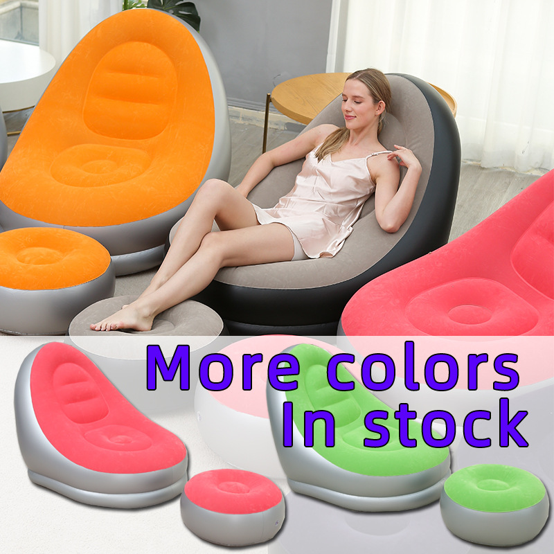 Picture of 7 Colors Optional Inflatable Lazy Sofa with Pedals Two-Piece Set Modern Leisure Home Flocking Inflatable Sofa Wholesale