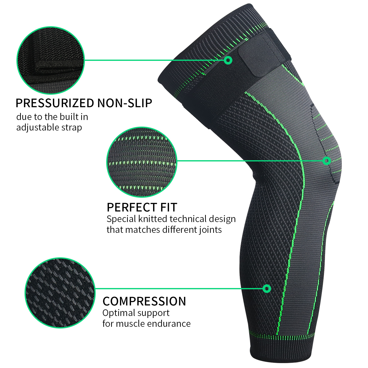 Picture of Knitted Strap Pressurizing Sports Lighting Knee Pads for Men and Women Autumn and Winter Large Calf Protection Basketball Football Warm Knee Pads