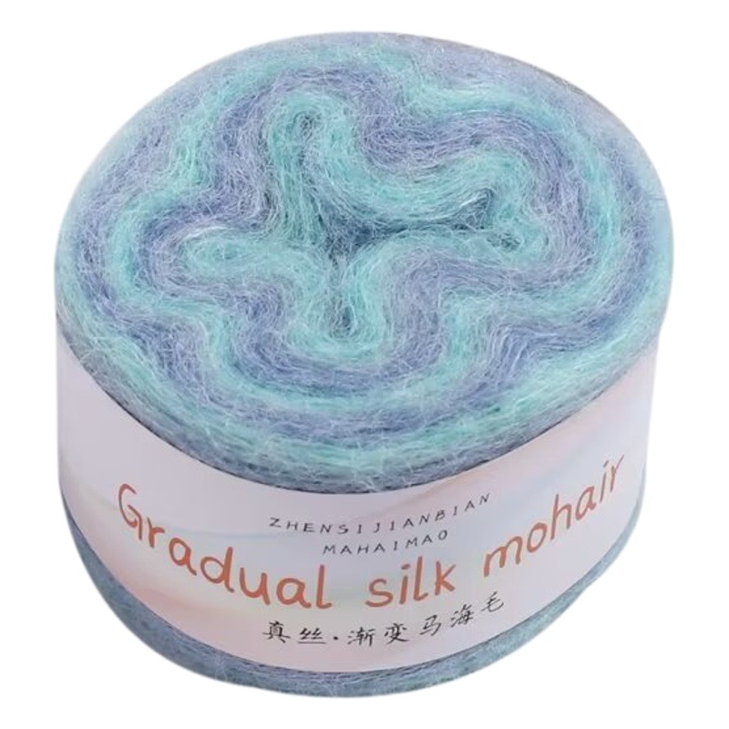 Silk Gradient Mohair Fancy Long Section Dyed 50g Hand Knitted Wool Gradient Color Hand-Dyed Knitted Handmade