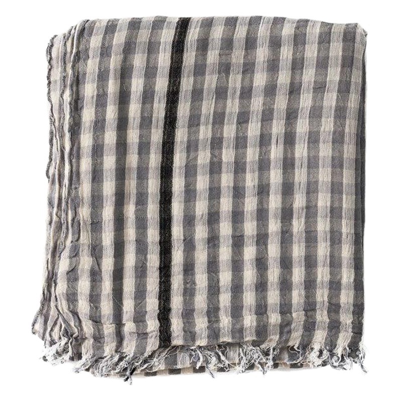 Autumn and Winter Pure Cotton Plaid Scarf Cotton and Linen Men's Artistic Desert Cross-border Yarn-dyed Ins Style Advanced Scarf Wholesale