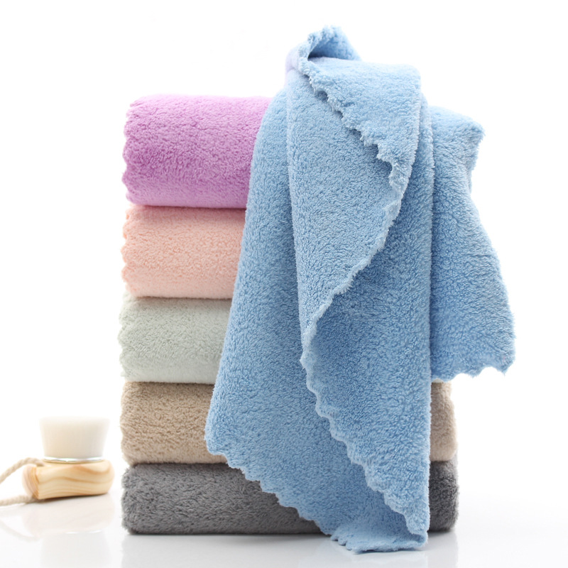 New coral fleece lace towel soft absorbent face towel solid color high density coral fleece towel factory wholesale