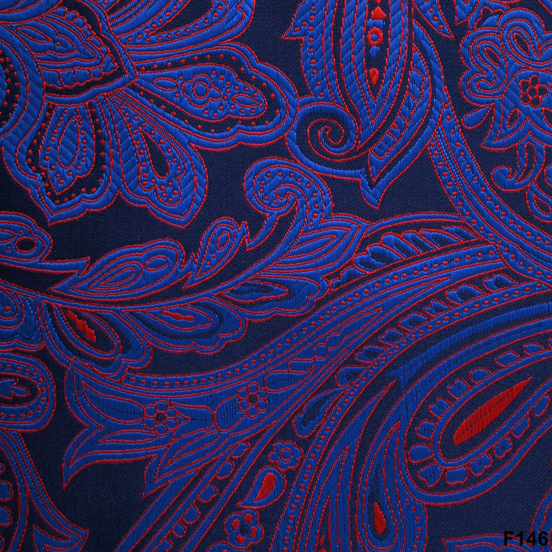 High-End Suit Fabric Dark Blue Background Red Gold Cashew Flower Paisley Jacquard Fabric Business Luxury Formal Wear Fabric
