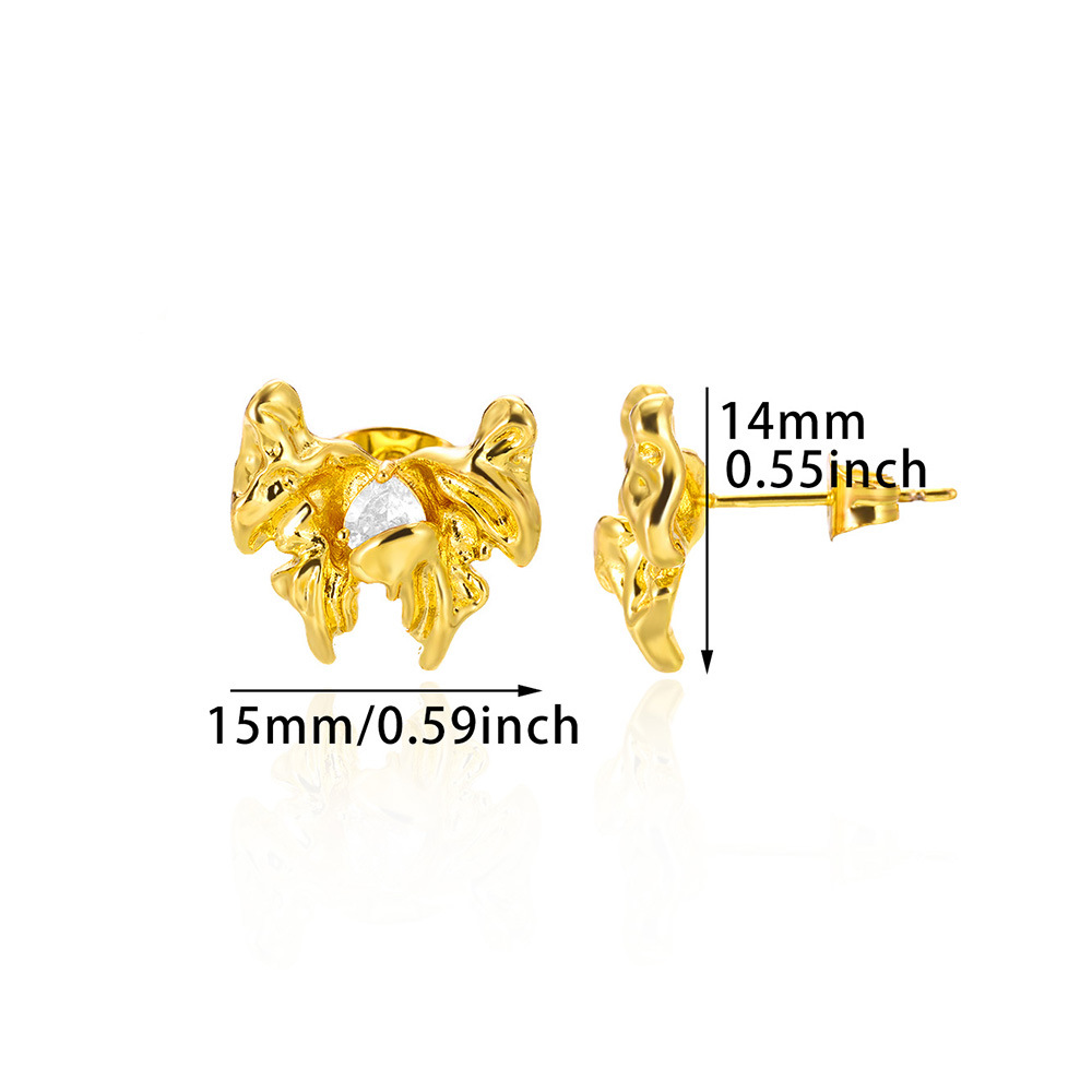 Picture of Cross-border new ins style fashion imitation pearl earrings 18K gold stainless steel earrings women's light luxury titanium steel petal earrings