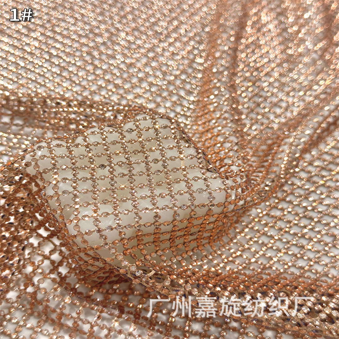 New Square Plaid Hot Diamond Full Diamond Lace Fabric Champagne Gold Luxury Dress Shawl Bag Shoes and Hats Rhinestone Cloth