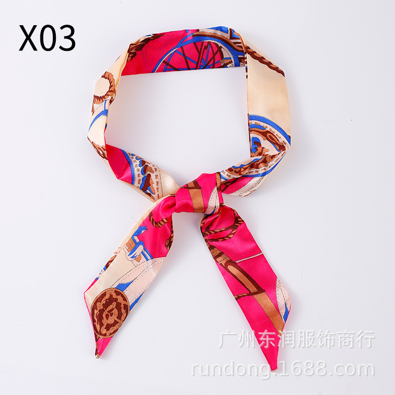 Picture of Silk Scarf Wholesale Long Beveled Small Silk Scarf Double-layer All-match Hair Belt Ribbon Decoration Tie Bag Hand Gift Box Silk Scarf